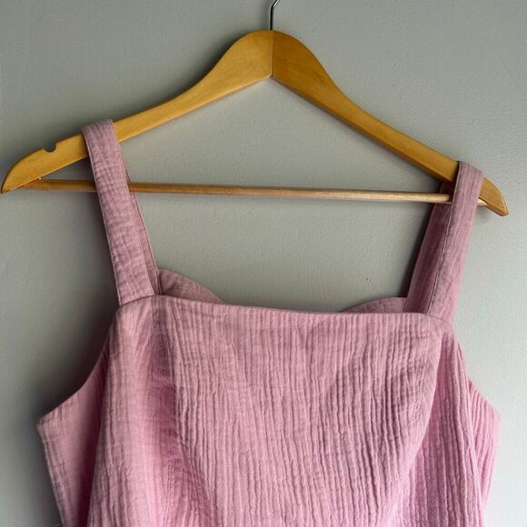 Anthropologie Smocked Pink Bow Tie Back Womens Large Gauzy Dollcore Princess - Picture 7 of 11